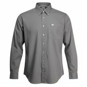 Cinch Gray Long Sleeve Cotton Button Down Shirt SZ M